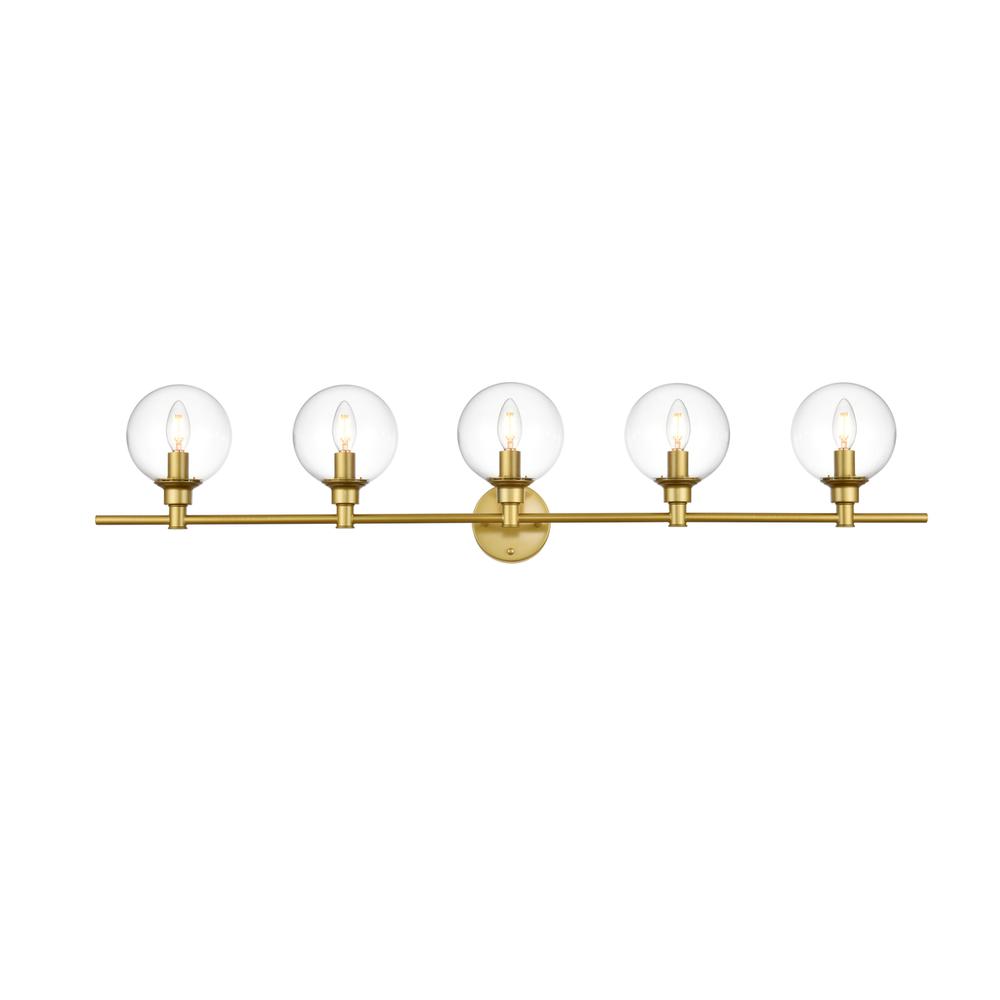 Jaelynn 5 light Brass and Clear Bath Sconce. Picture 1