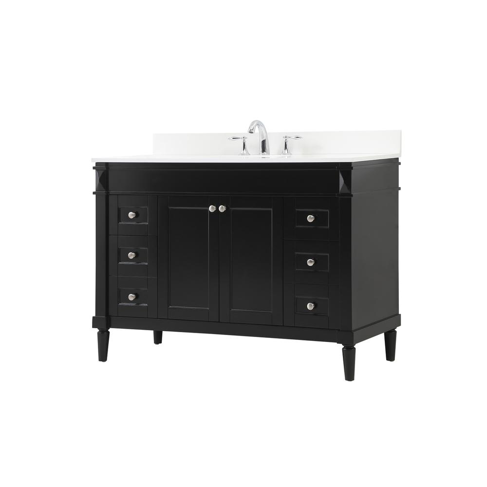 48 inch Single bathroom vanity in black with backsplash. Picture 7