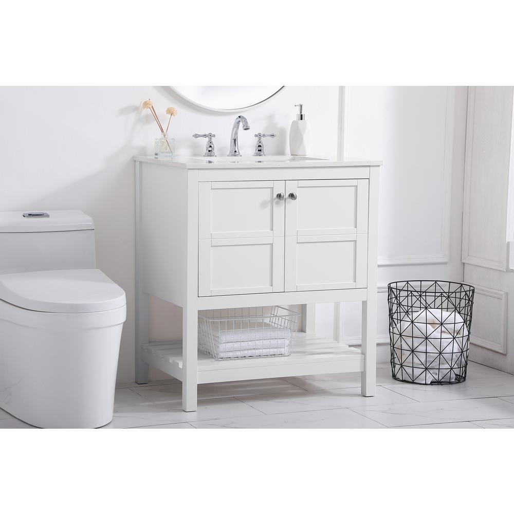 30 inch Single Bathroom Vanity in White. Picture 2