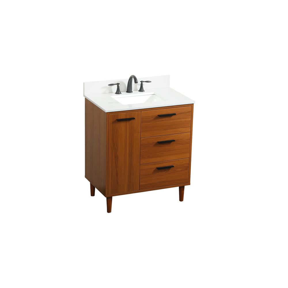 30 inch bathroom vanity in Teak with backsplash. Picture 8