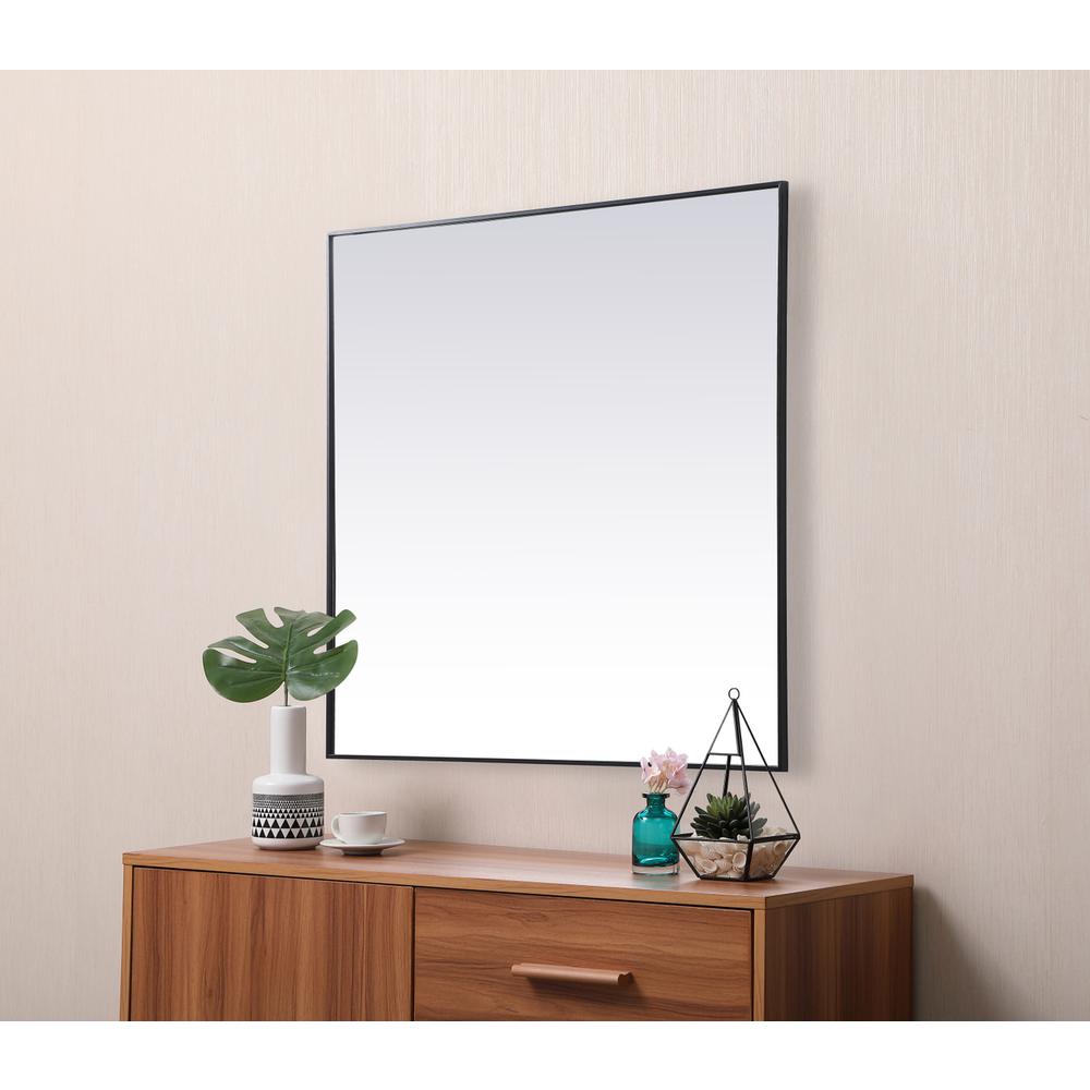 Metal Frame Square Mirror 48 inch in Black. Picture 4