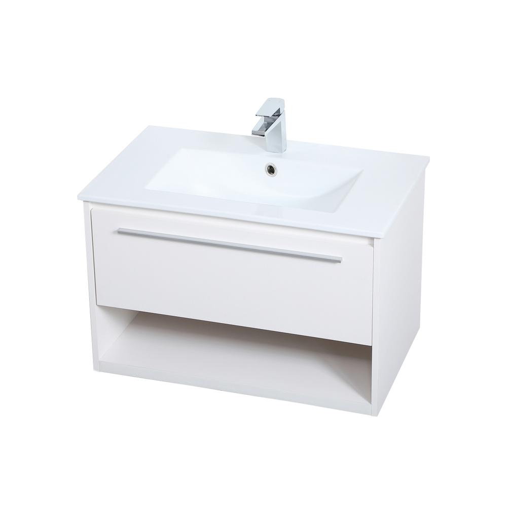 30 inch  Single Bathroom Floating Vanity in White. Picture 7