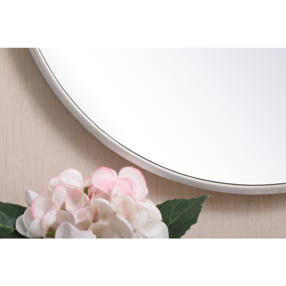 Metal frame round mirror with decorative hook 18 inch in silver. Picture 3
