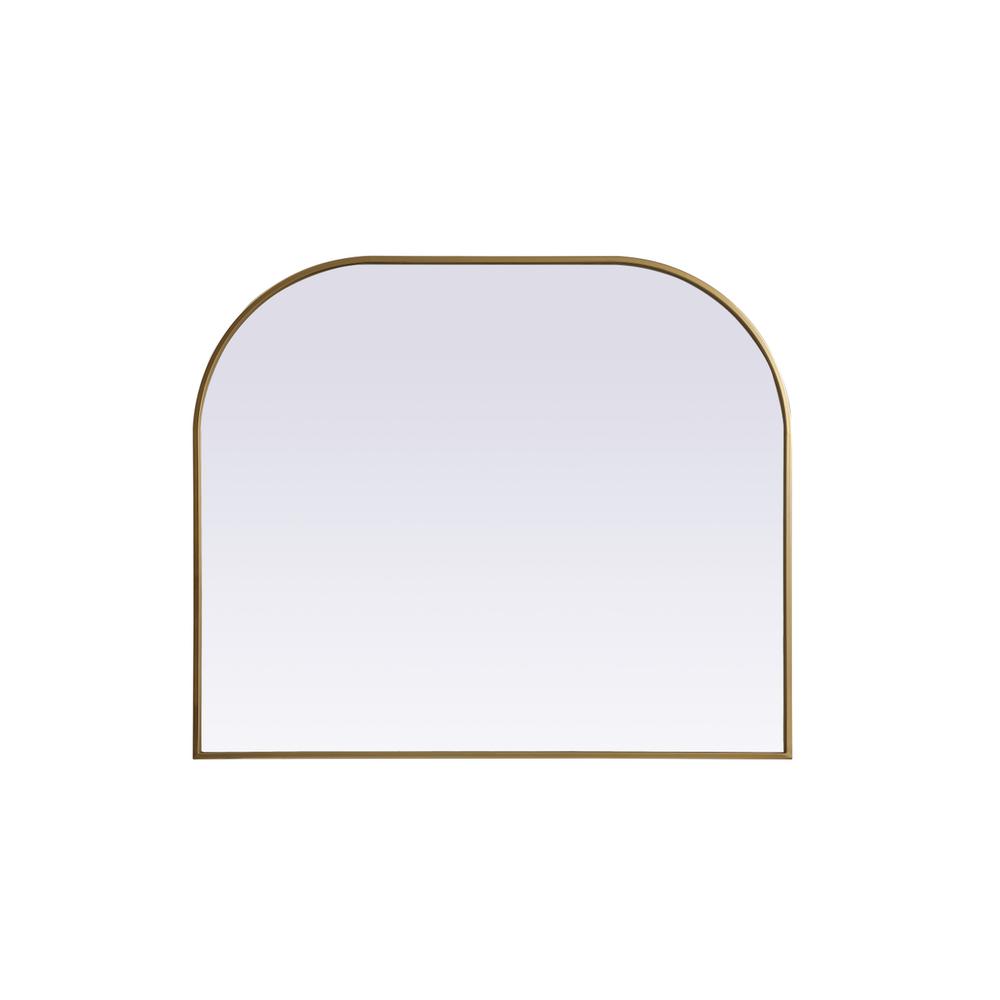 Metal Frame Arch Mirror 40x34 Inch in Brass. Picture 1