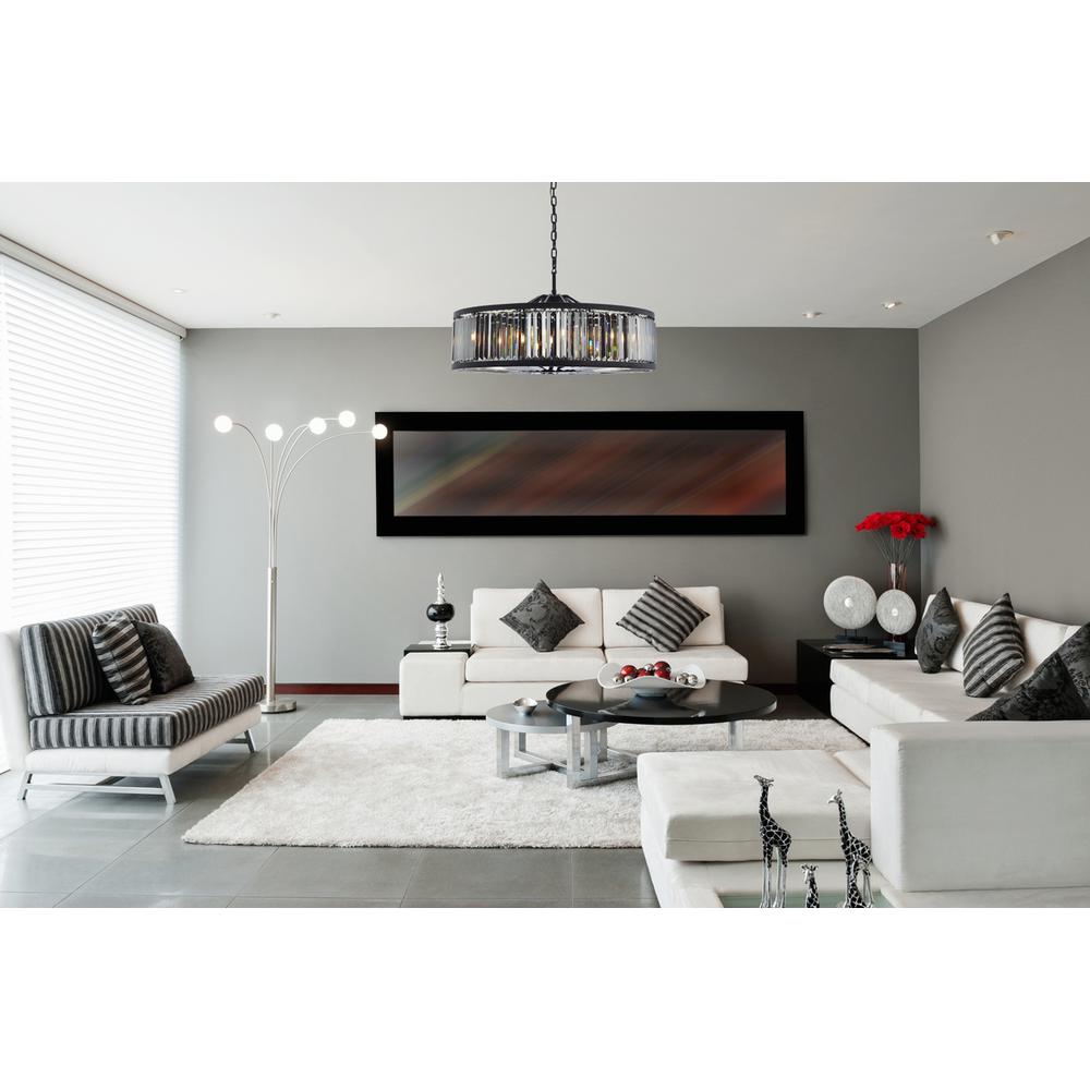 Chelsea 10 light Matte Black Chandelier Silver Shade (Grey) Royal Cut Crystal. Picture 7