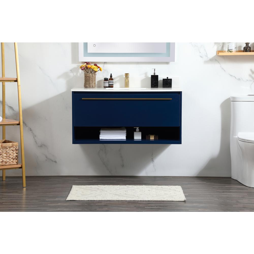 40 inch Single bathroom vanity in blue with backsplash. Picture 14