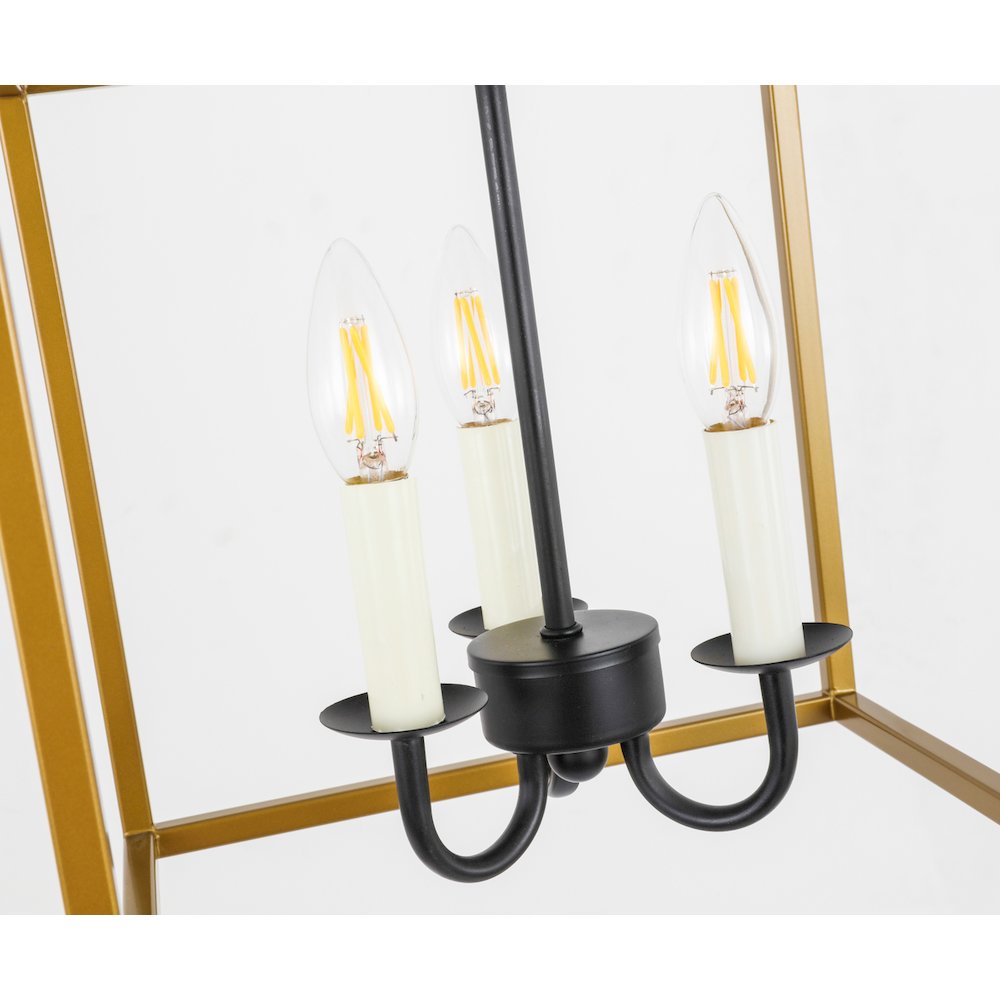 Eclipse 3 Light Brass And Black Pendant. Picture 9