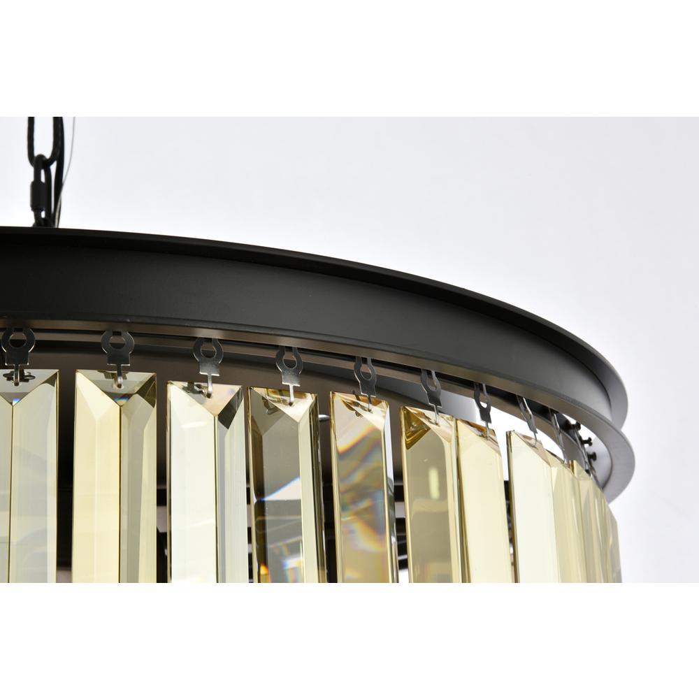 Sydney 8 light Matte Black Chandelier Golden Teak (Smoky) Royal Cut Crystal. Picture 4