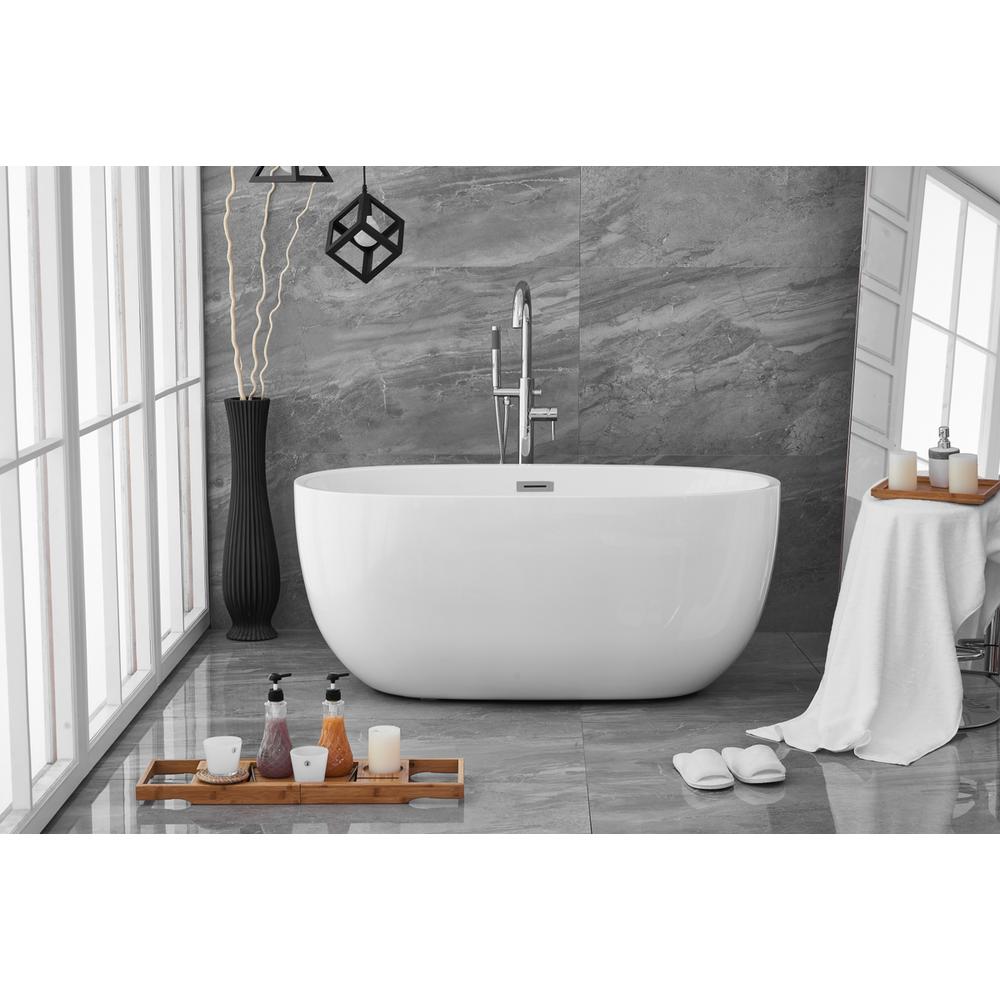 54 inch soaking roll top bathtub in glossy white. Picture 14