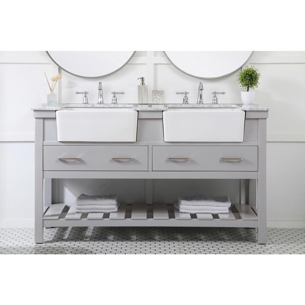 60 inch double bathroom vanity in grey. Picture 14