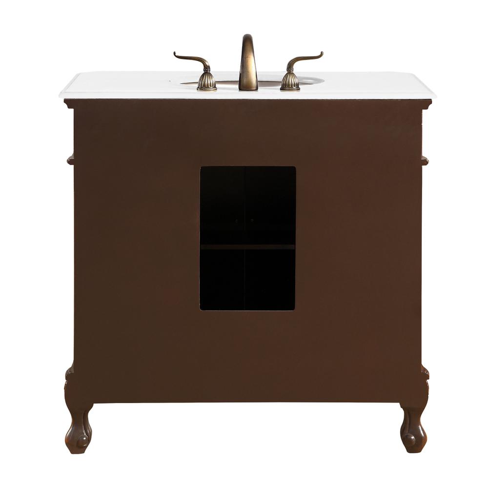 36 inch Single Bathroom vanity in Brown with ivory white engineered marble. Picture 5