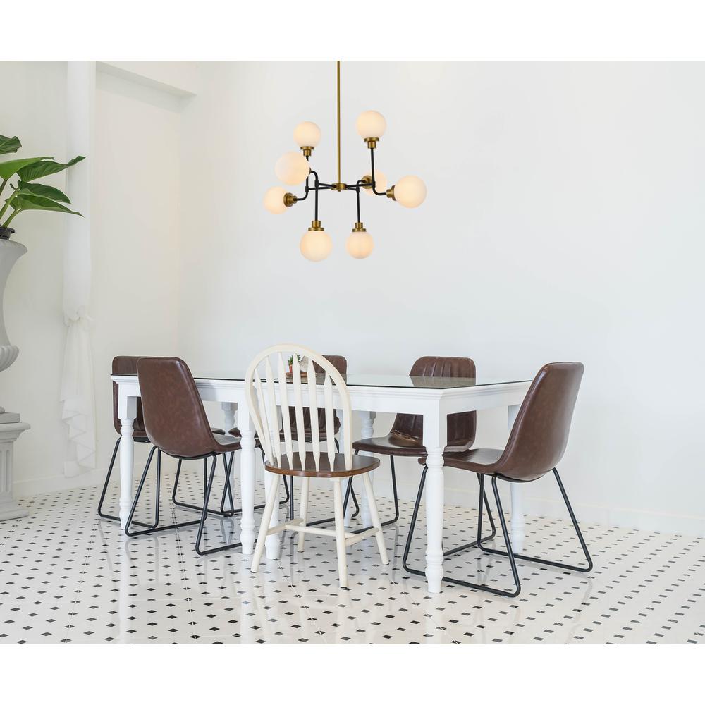 Hanson 8 lights pendant in black with brass with frosted shade. Picture 8