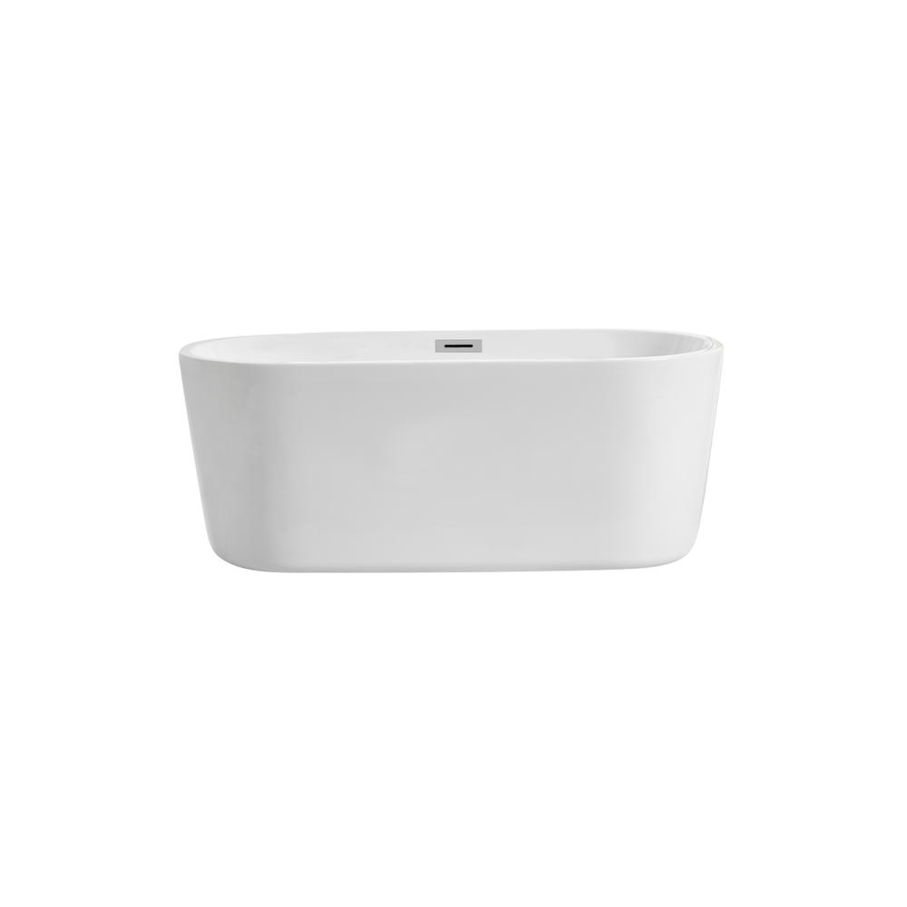 59 inch soaking roll top bathtub in glossy white. Picture 1