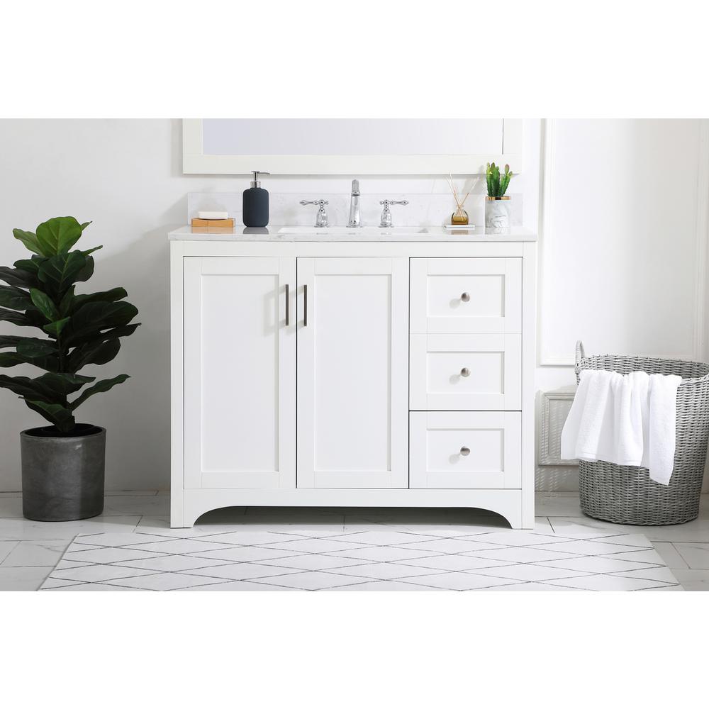 42 inch Single Bathroom Vanity in White with Backsplash. Picture 14