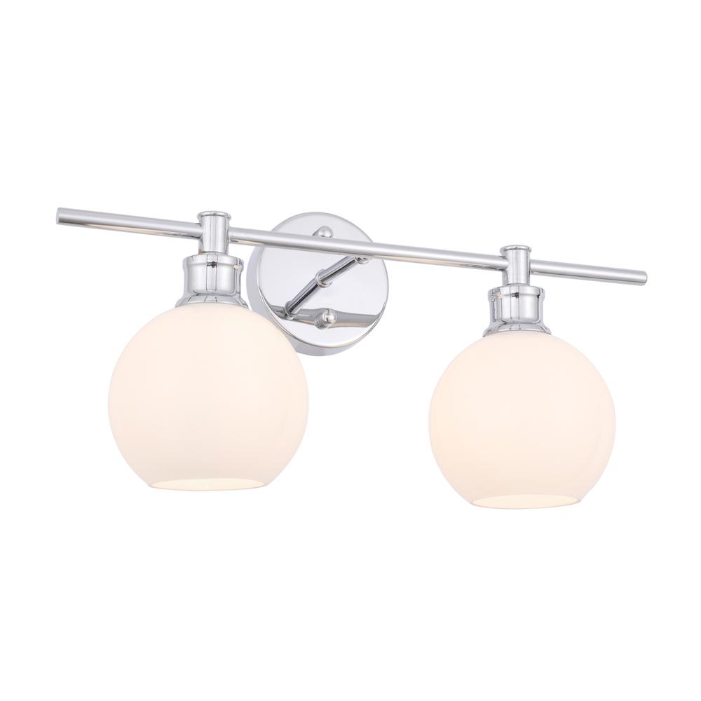 Collier 2 light Chrome and Frosted white glass Wall sconce. Picture 13