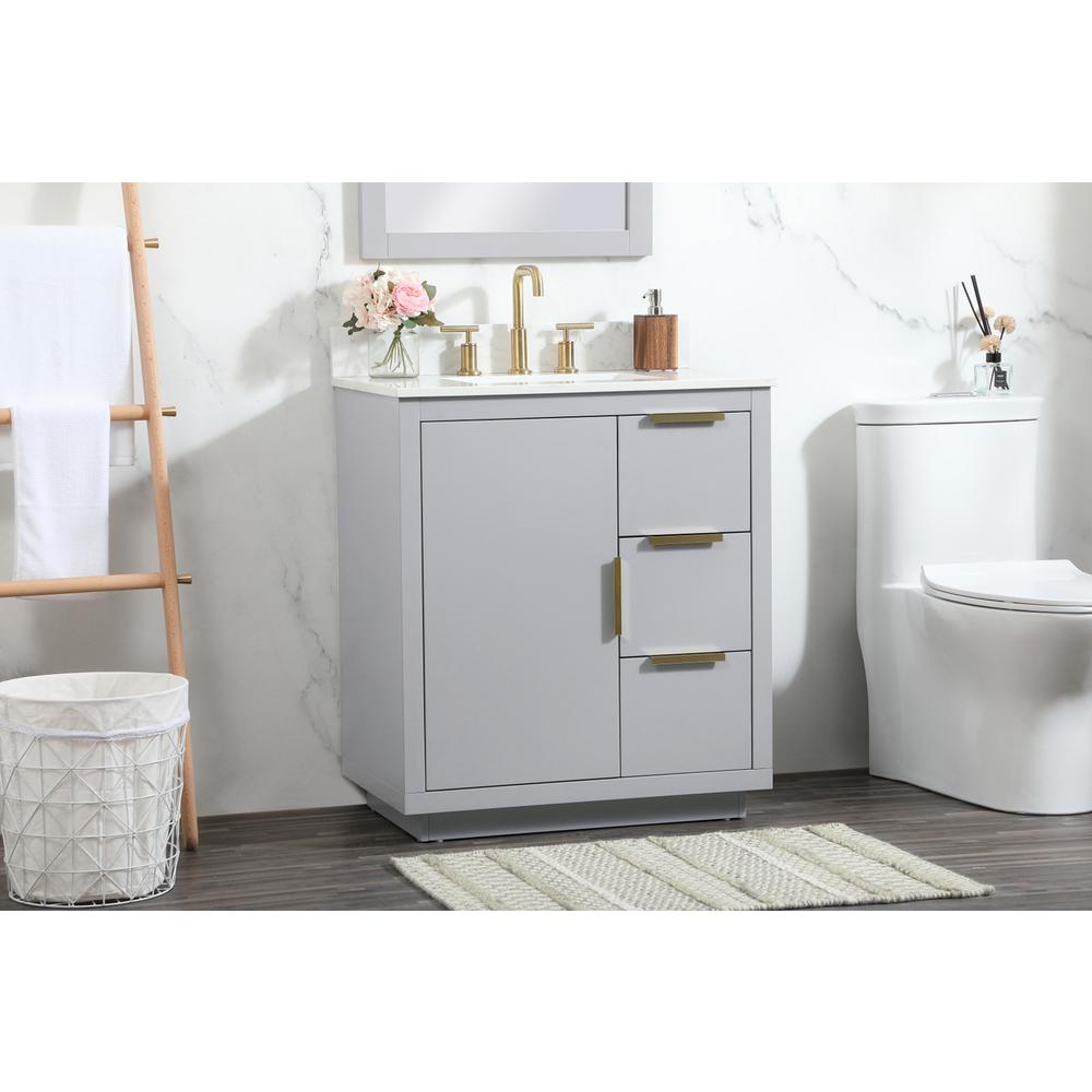 30 inch Single bathroom vanity in grey with backsplash. Picture 2