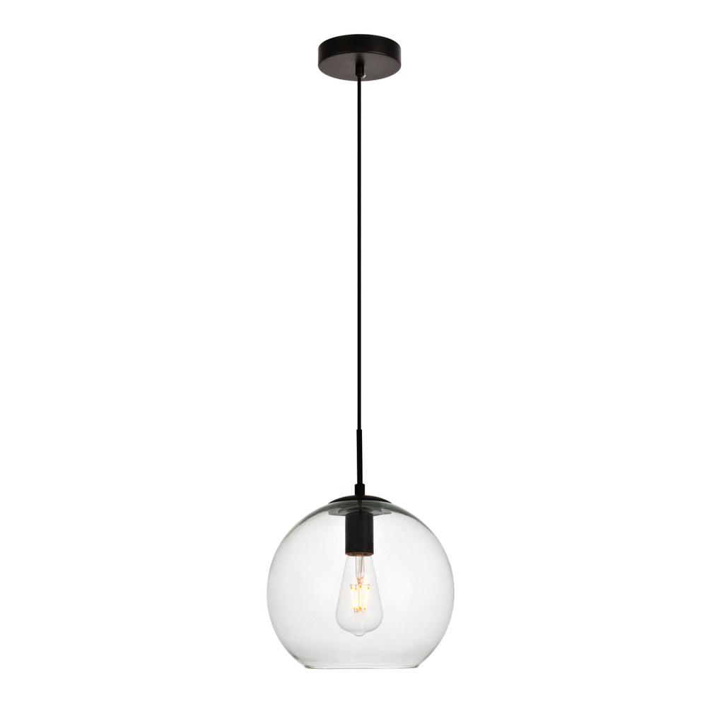Placido Collection Pendant D9.8 H9.8 Lt:1 Black and Clear Finish. Picture 1