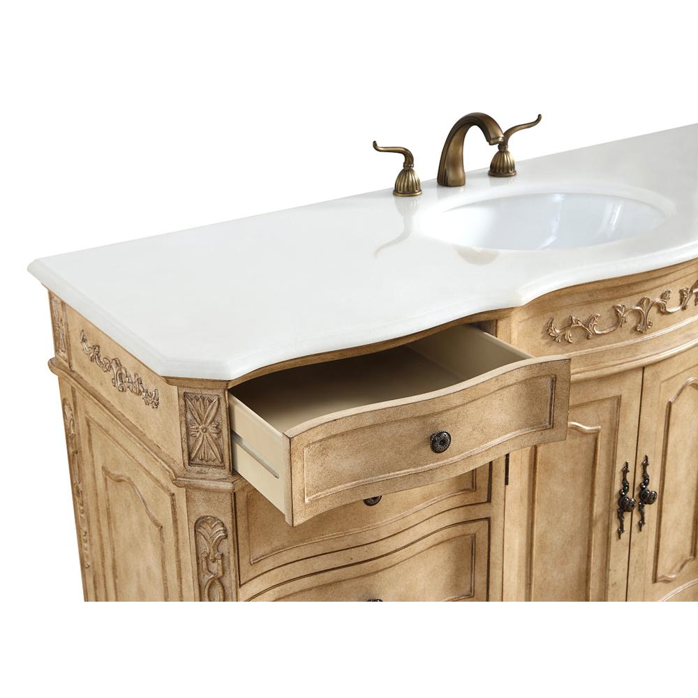 60 inch Single Bathroom vanity In Antique Beige. Picture 5