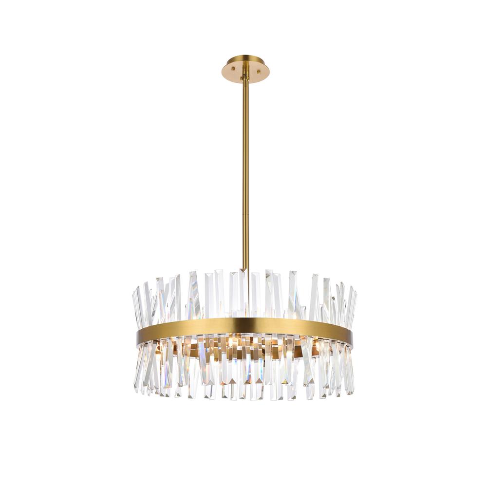 Serephina 25 inch crystal round pendant light in satin gold. Picture 1