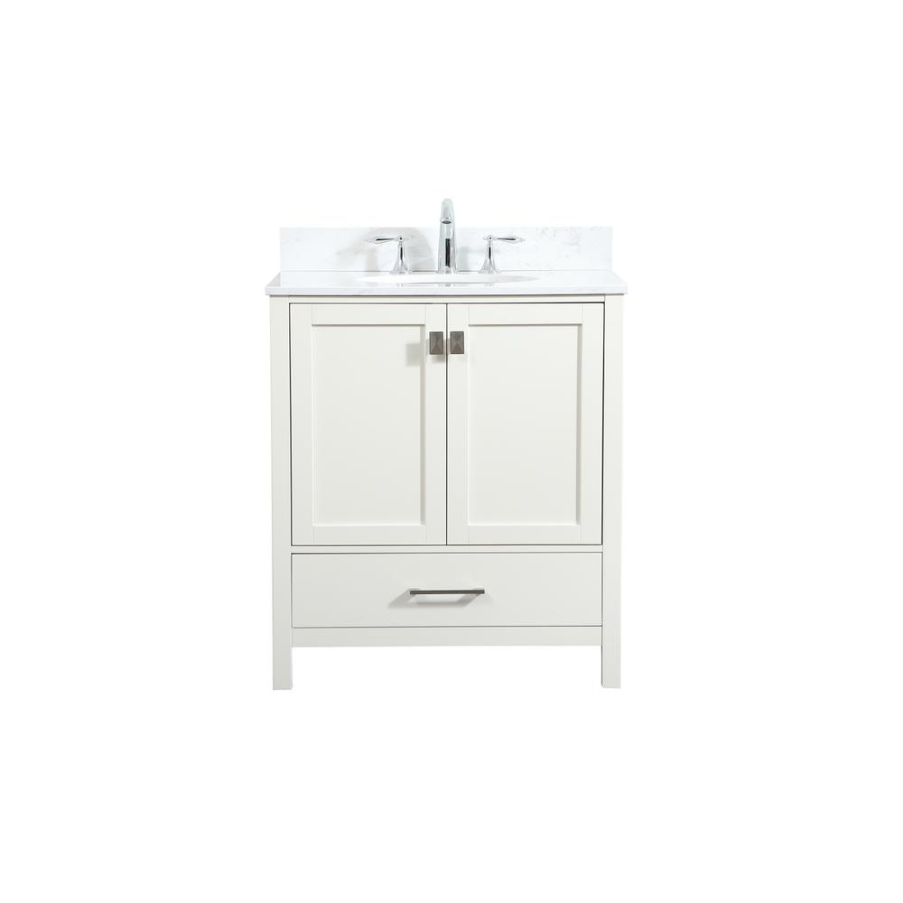 30 inch Single bathroom vanity in white with backsplash. Picture 1