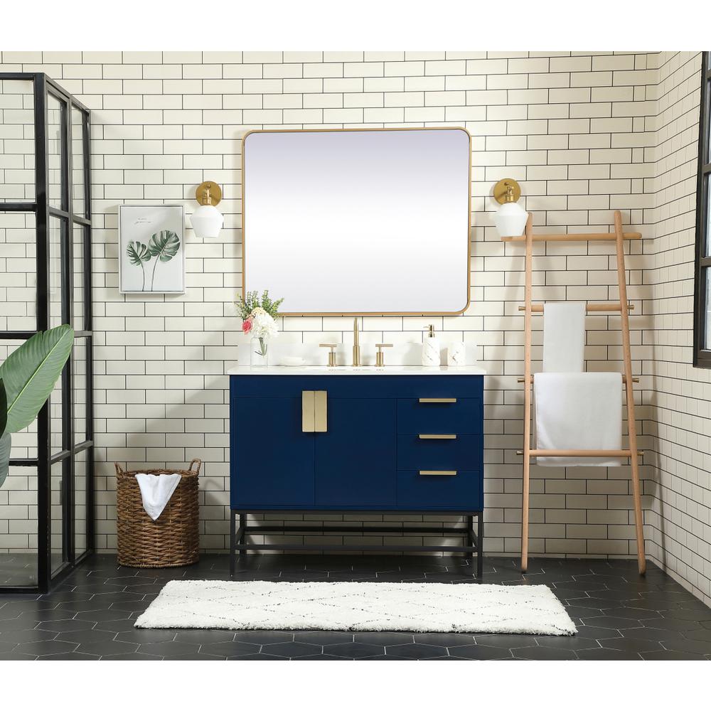 42 inch Single bathroom vanity in blue with backsplash. Picture 4