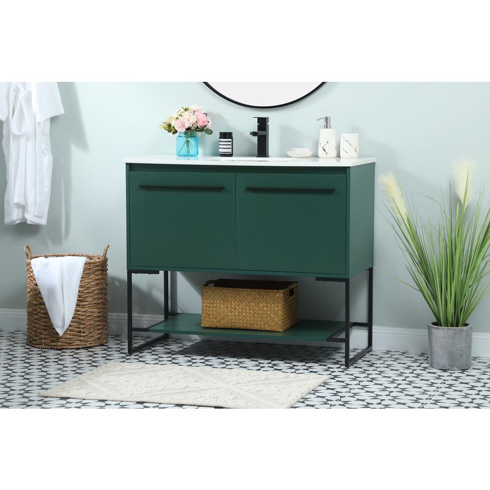 40 inch Single bathroom vanity in green. Picture 2