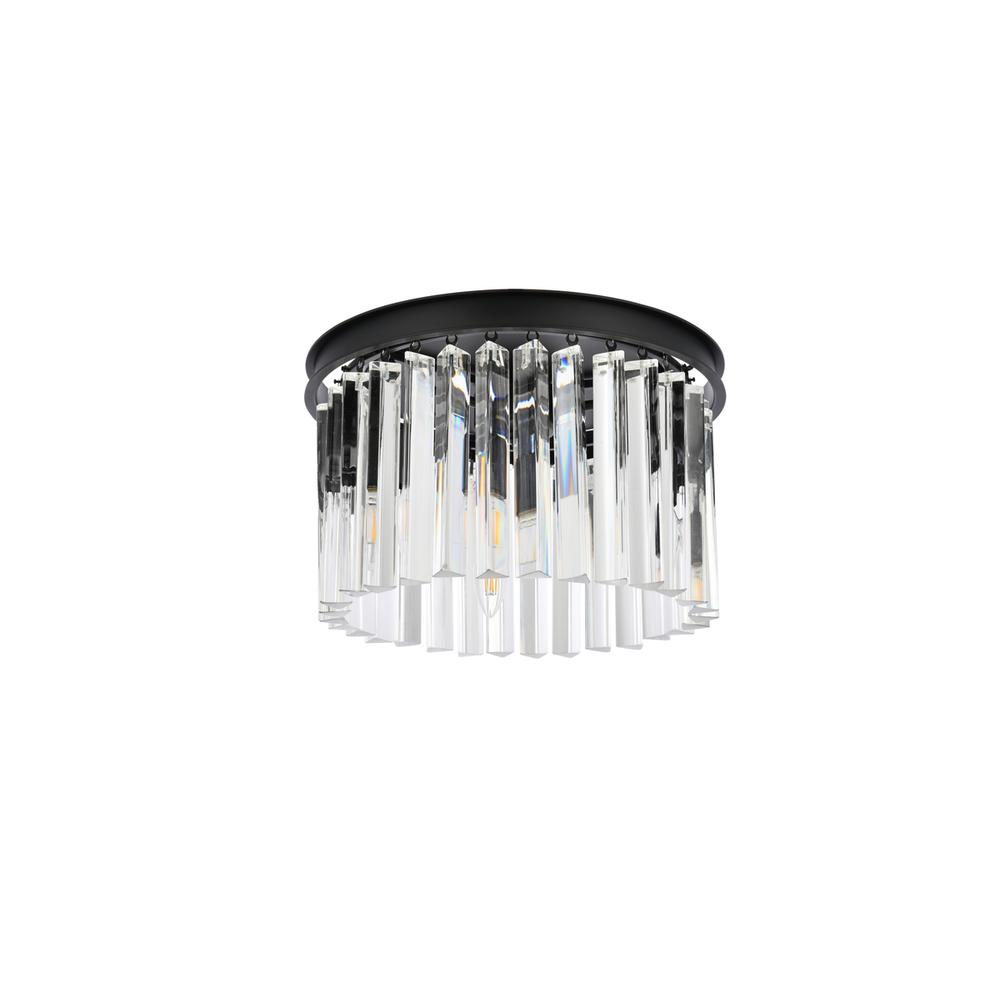 Sydney 3 light Matte Black Flush Mount Clear Royal Cut Crystal. Picture 6