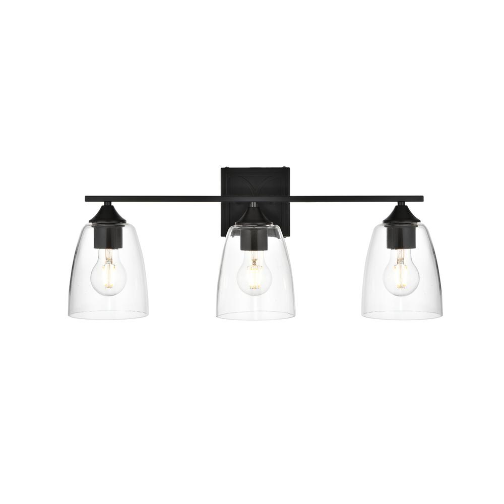 Harris 3 light Black and Clear Bath Sconce. Picture 1