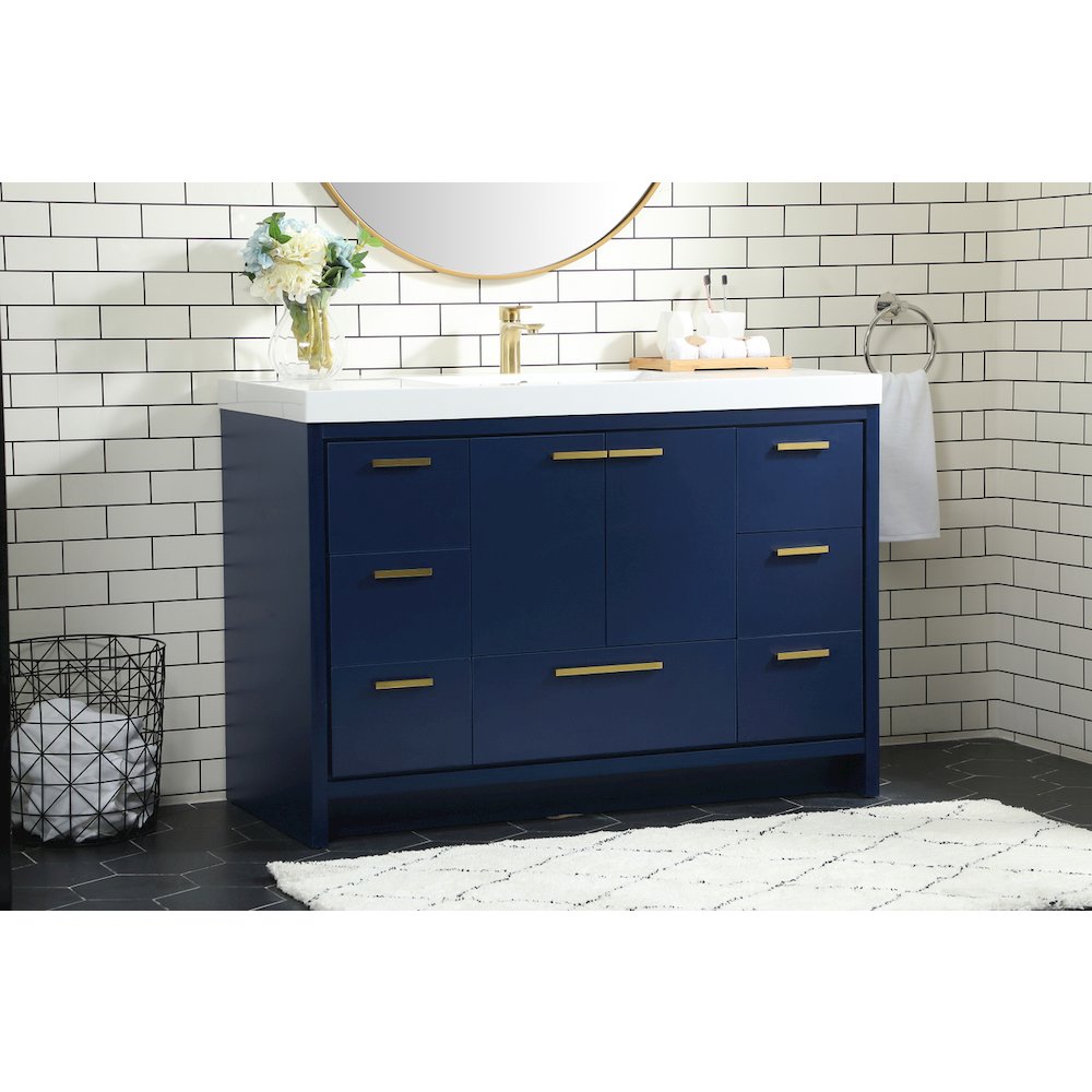48 Inch Single Bathroom Vanity In Blue. Picture 3