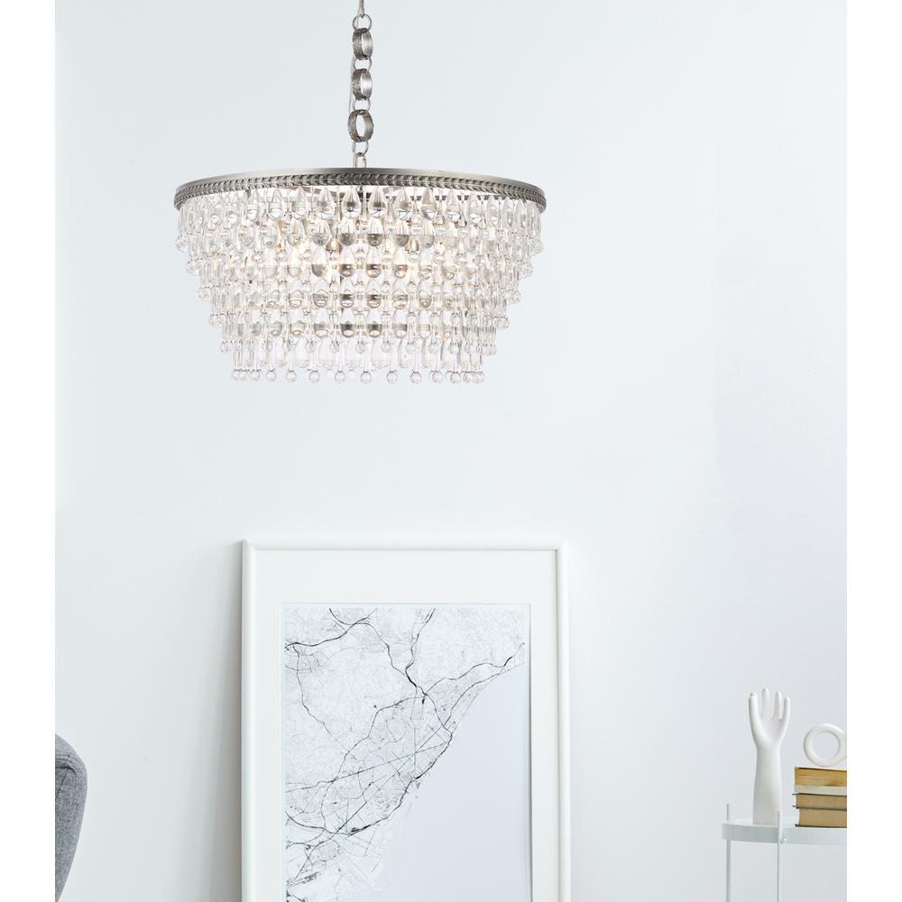 Nordic 6 light antique silver Chandelier Clear Royal Cut Crystal. Picture 8
