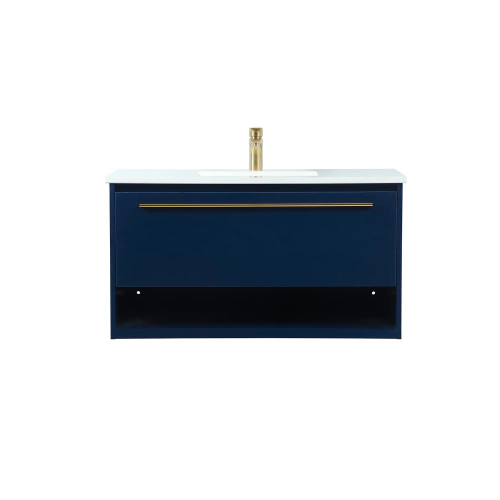 36 inch Single bathroom vanity in blue. Picture 1