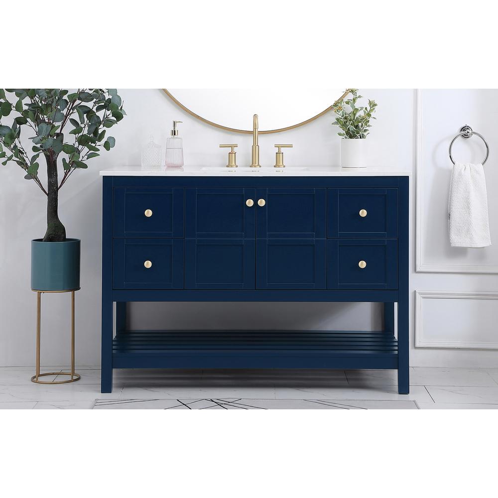 48 inch Single Bathroom Vanity in Blue. Picture 14