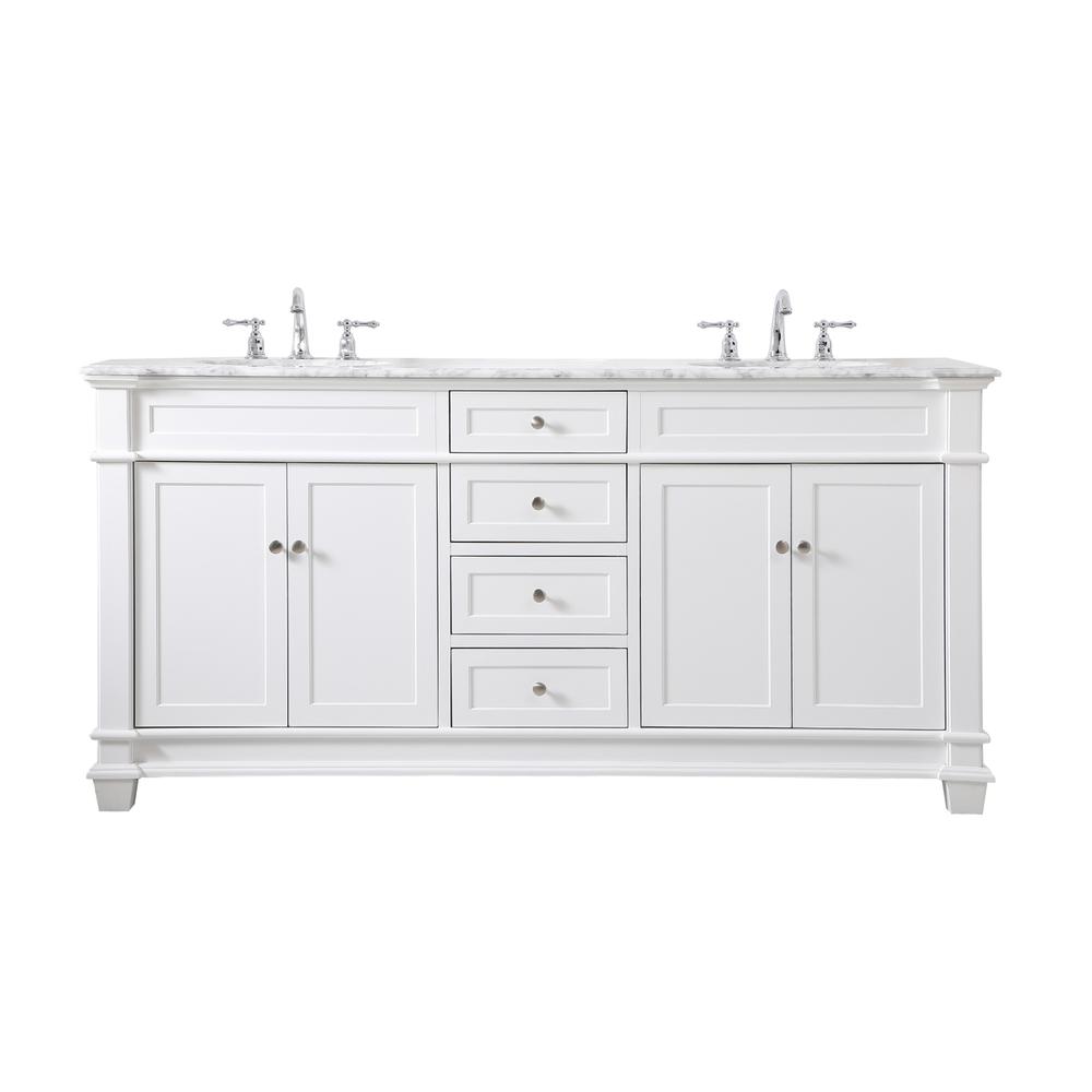 72 inch Double Bathroom Vanity set in White. Picture 1
