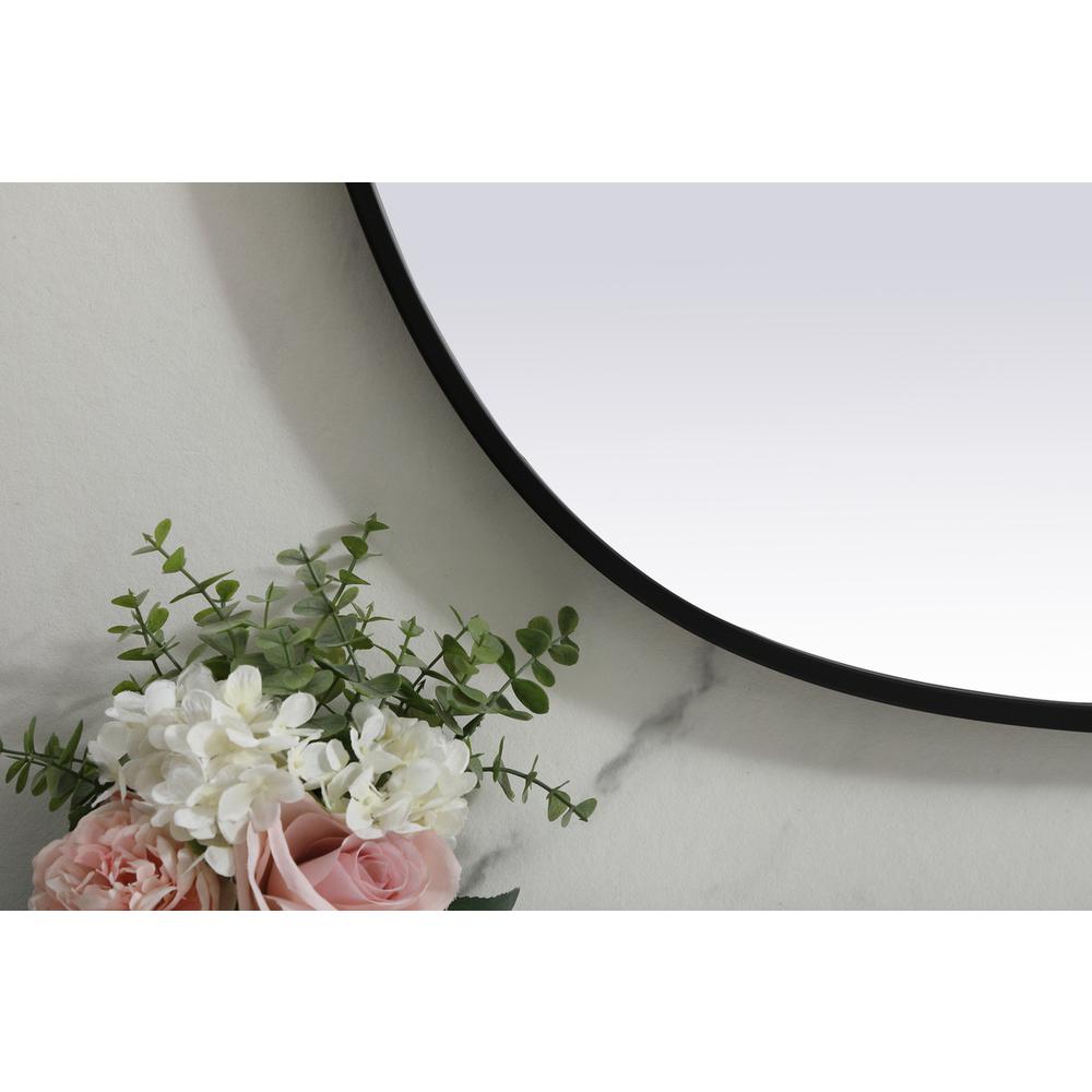 Metal Frame Oval Mirror 30x40 Inch in Black. Picture 5