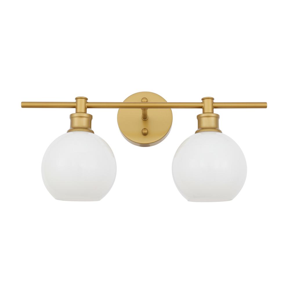 Collier 2 light Brass and Frosted white glass Wall sconce. Picture 12