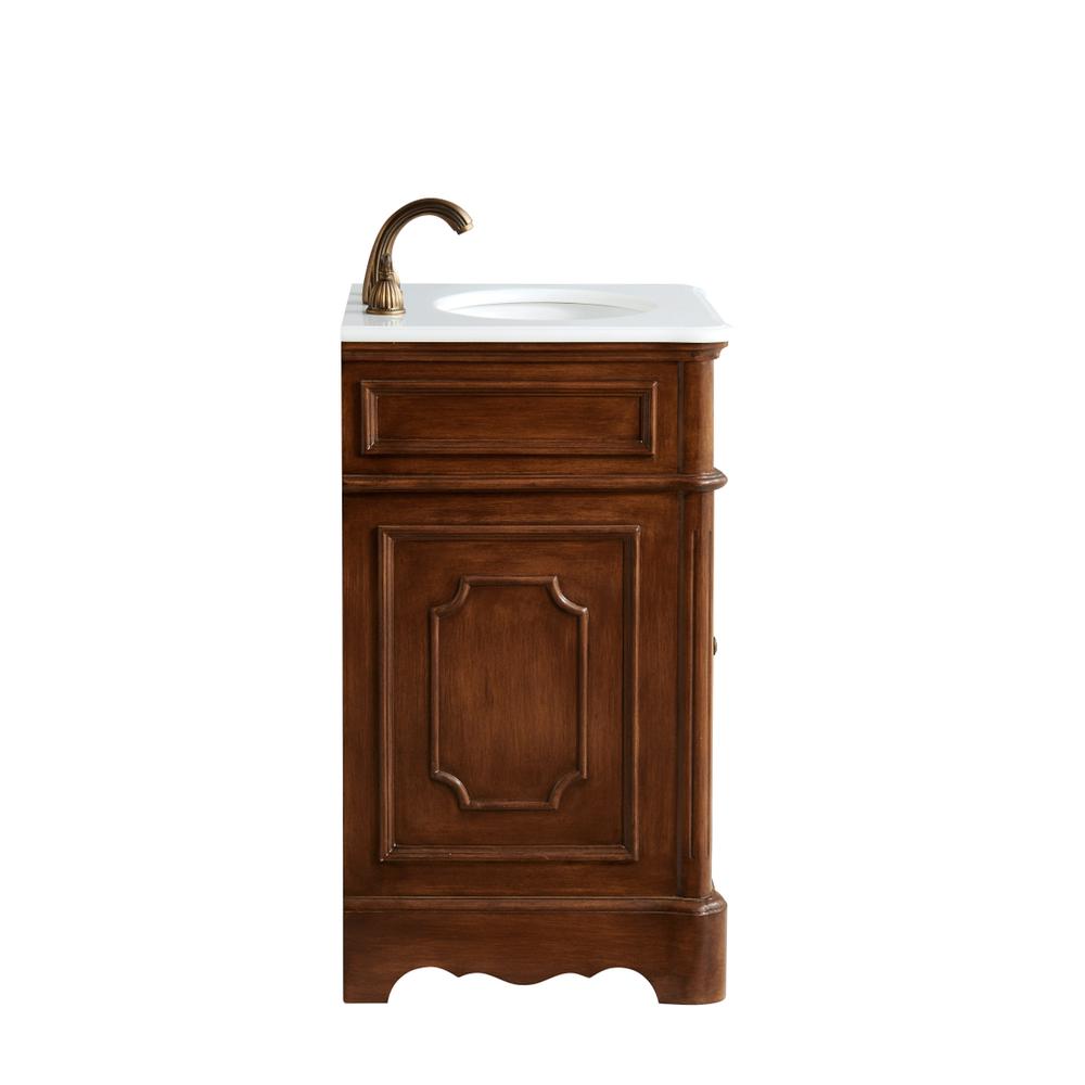 21 inch Single Bathroom vanity in Teak with ivory white engineered marble. Picture 2