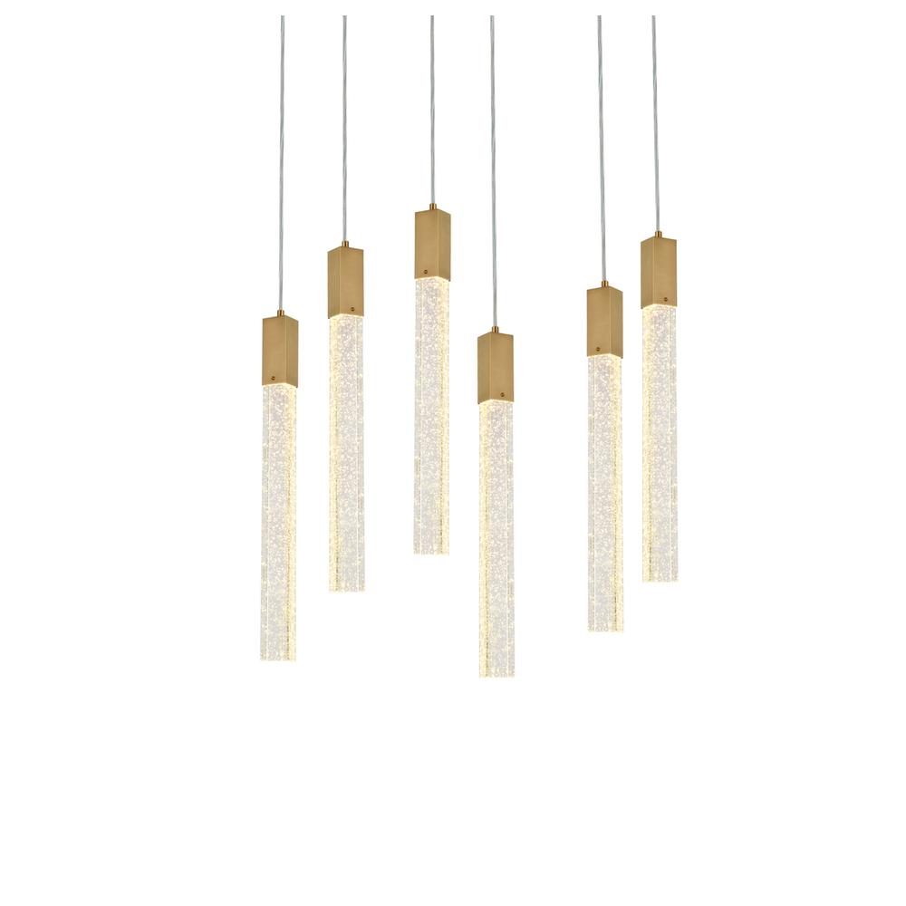 Weston 6 lights pendant in satin gold. Picture 2