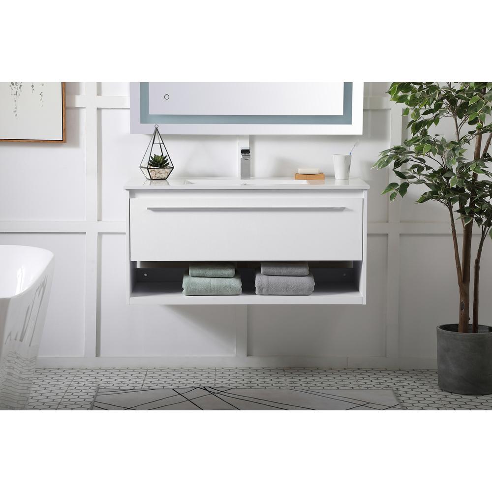 40 inch  Single Bathroom Floating Vanity in White. Picture 13