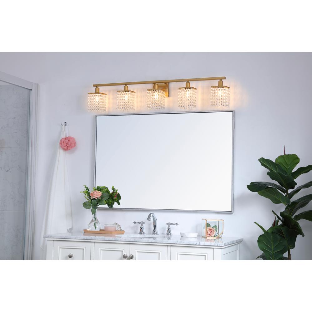 Phineas 5 light Brass and Clear Crystals wall sconce. Picture 11