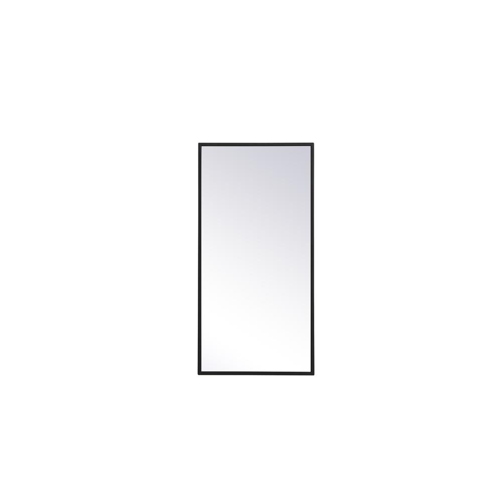 Metal frame rectangle mirror 14x28 inch in black. Picture 1