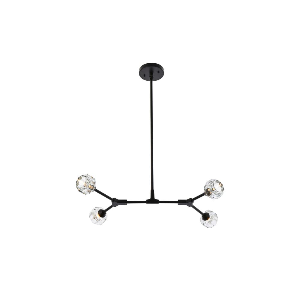 Zayne 4 Light Pendant in Black. Picture 1