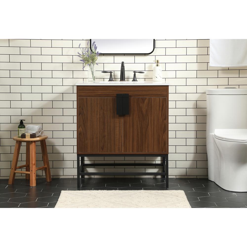 30 inch Single bathroom vanity in walnut. Picture 14