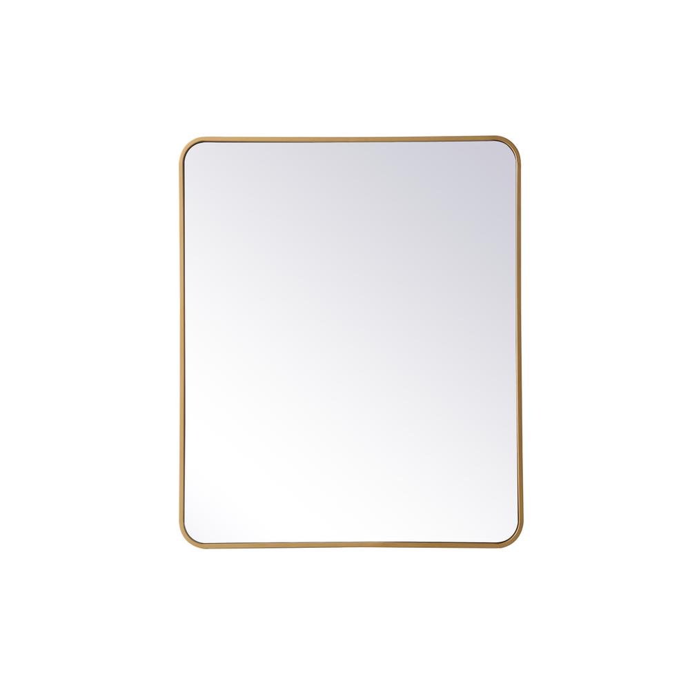 Soft corner metal rectangular mirror 30x36 inch in Brass. Picture 6