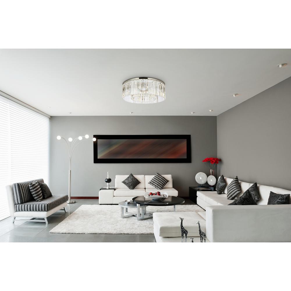 Sydney 10 light polished nickel Flush Mount Clear Royal Cut Crystal. Picture 7