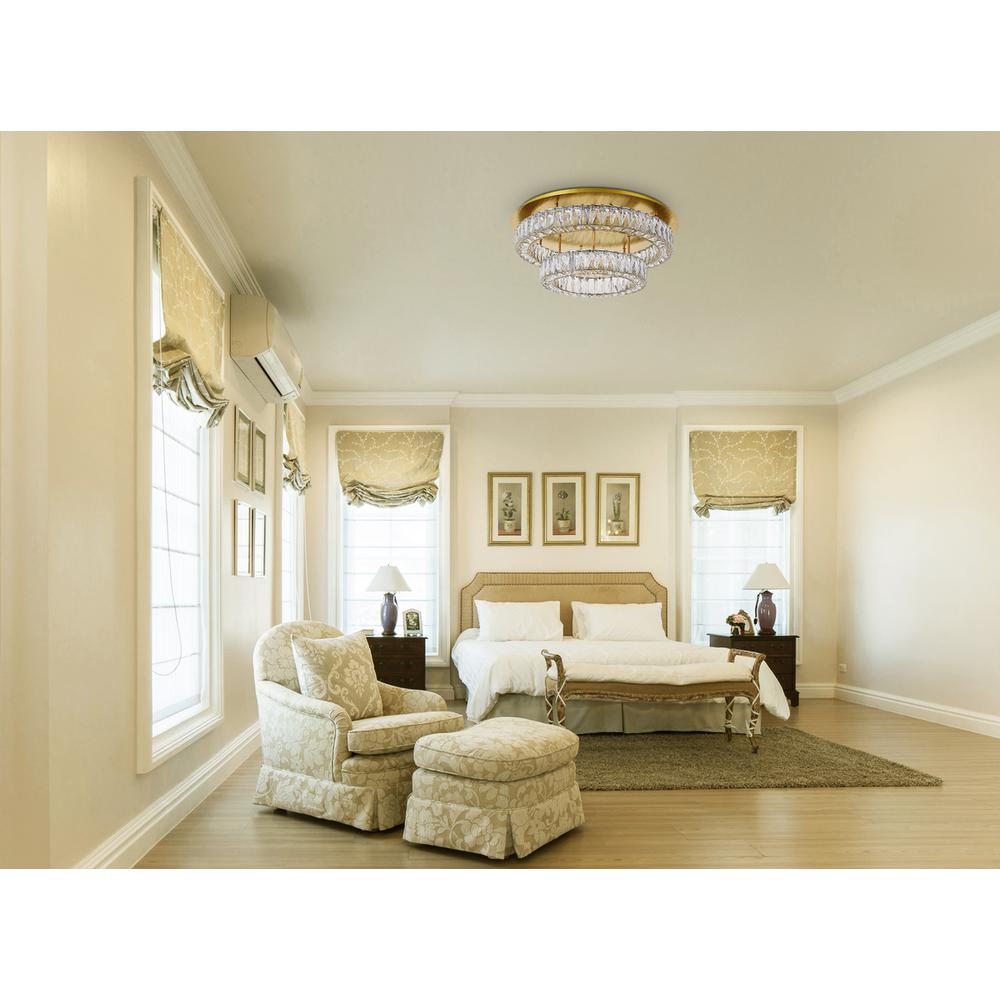 Monroe LED light gold Flush Mount Clear Royal Cut Crystal. Picture 8