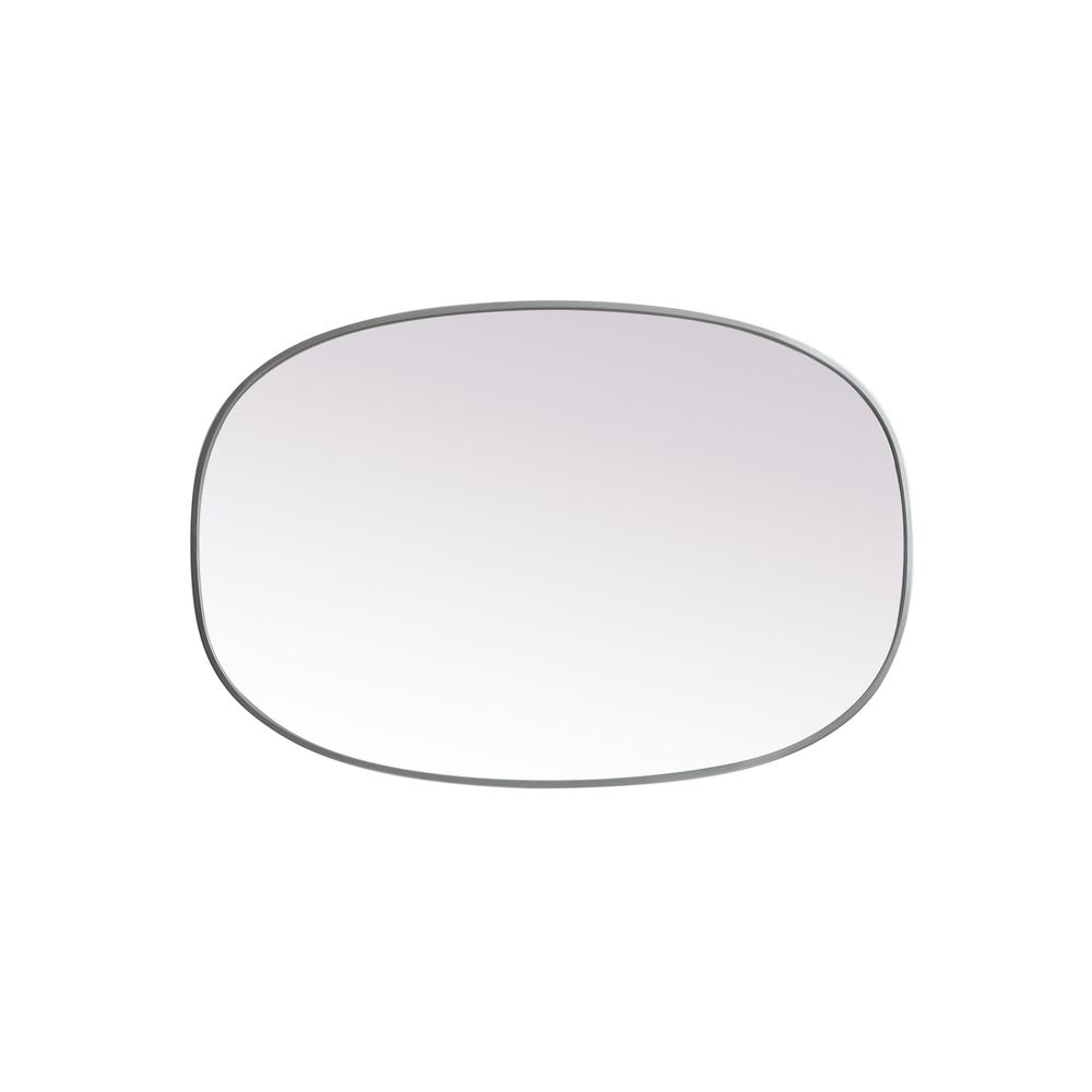 Metal Frame Oval Mirror 27x40 Inch in Silver. Picture 8