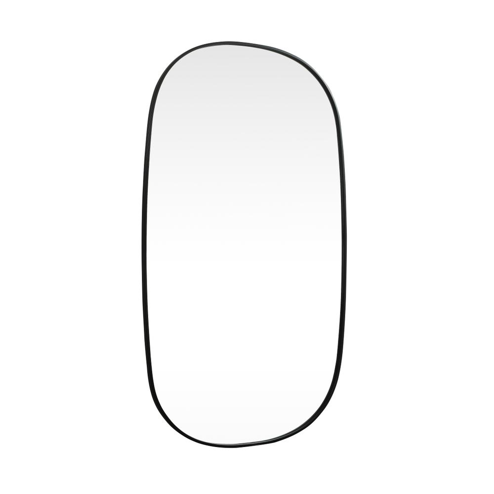 Metal Frame Oval Mirror 36x60 Inch in Black. Picture 7