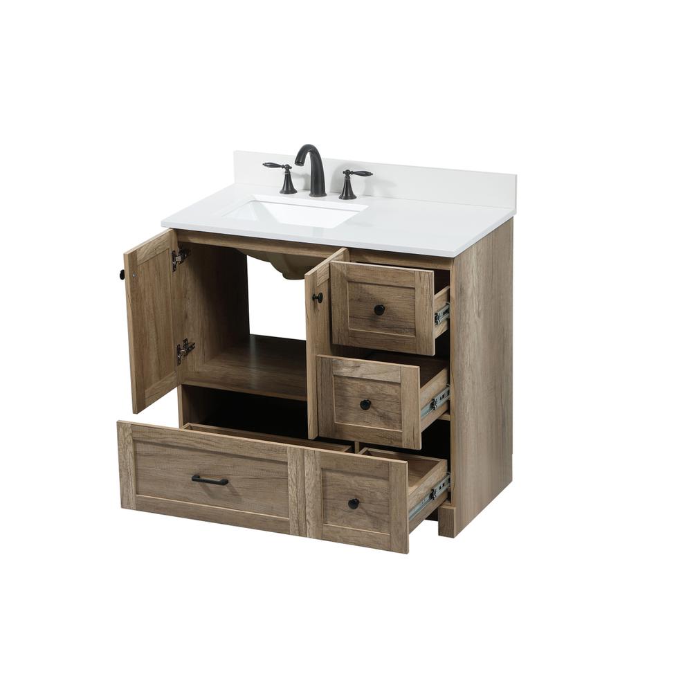 36 inch Single bathroom vanity in natural oak with backsplash. Picture 9