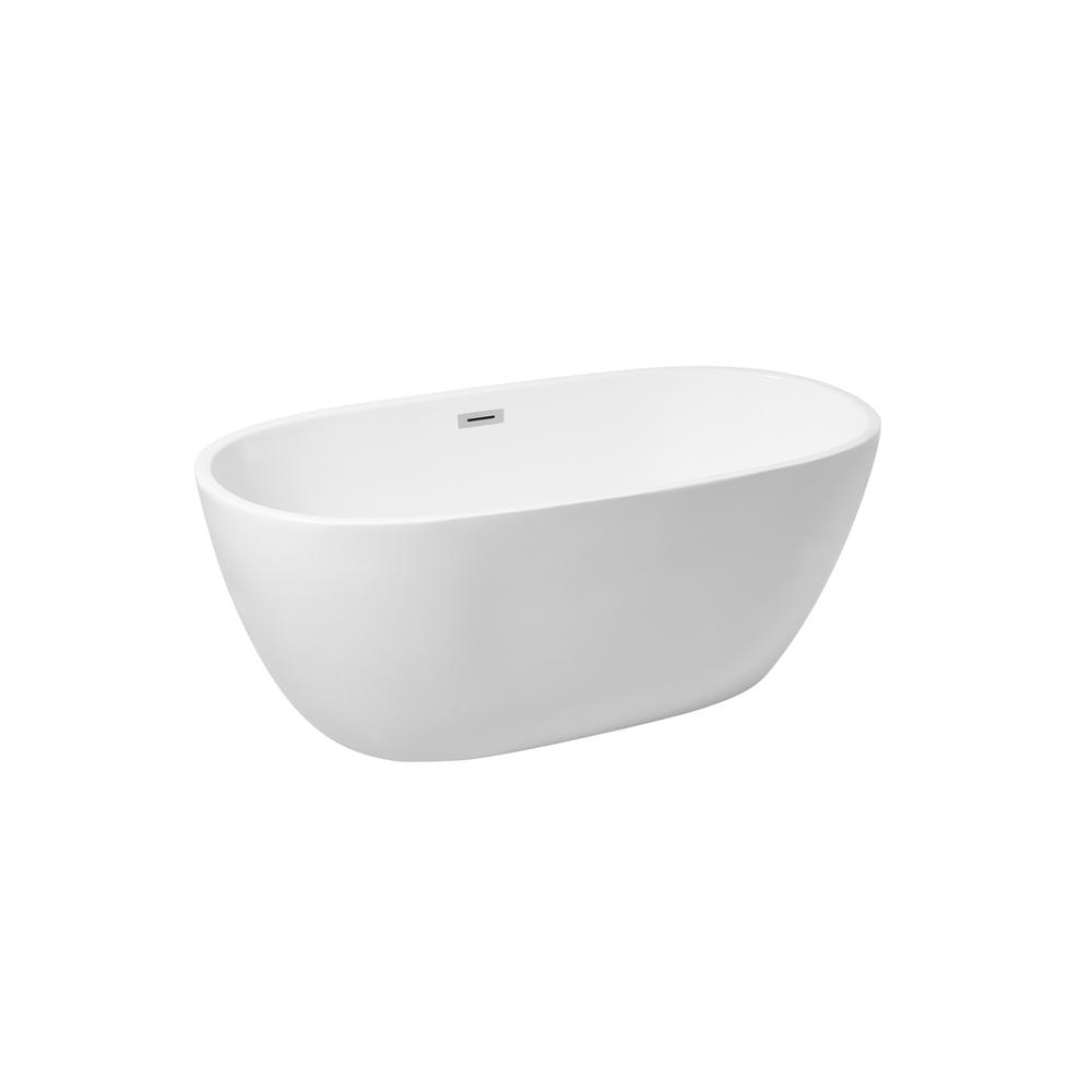 59 inch soaking roll top bathtub in glossy white. Picture 8
