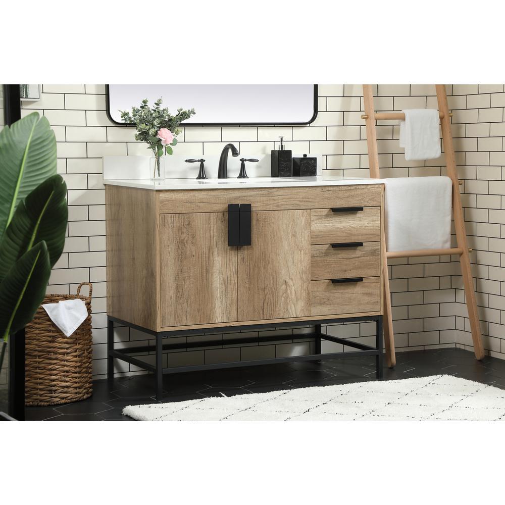 42 inch Single bathroom vanity in natural oak with backsplash. Picture 2